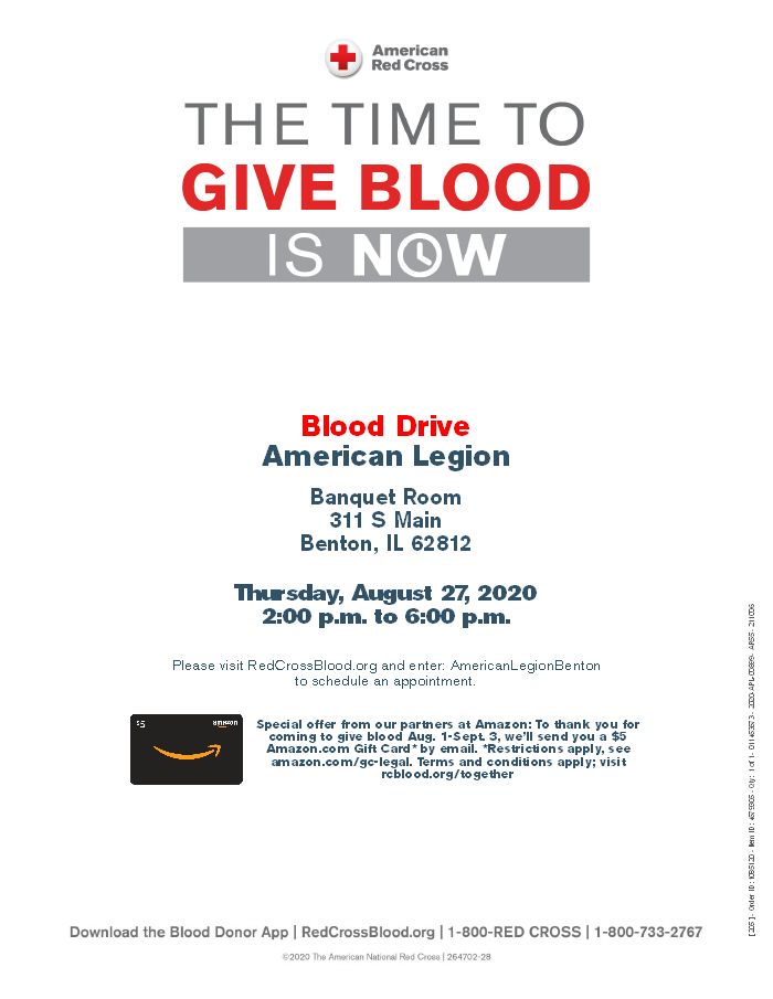 Red Cross Blood Drive, Thursday August 27th